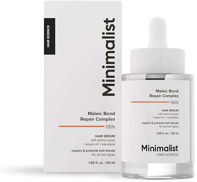 Minimalist Hair Serum for Strengthening & Repairing Damaged Hair | Patent Pending Formula | Maleic Bond Repair Complex 05% | With Amino Acids, Argan Oil & Squalane | For Women & Men | 1.7 Fl Oz/ 50 ml - Image 1