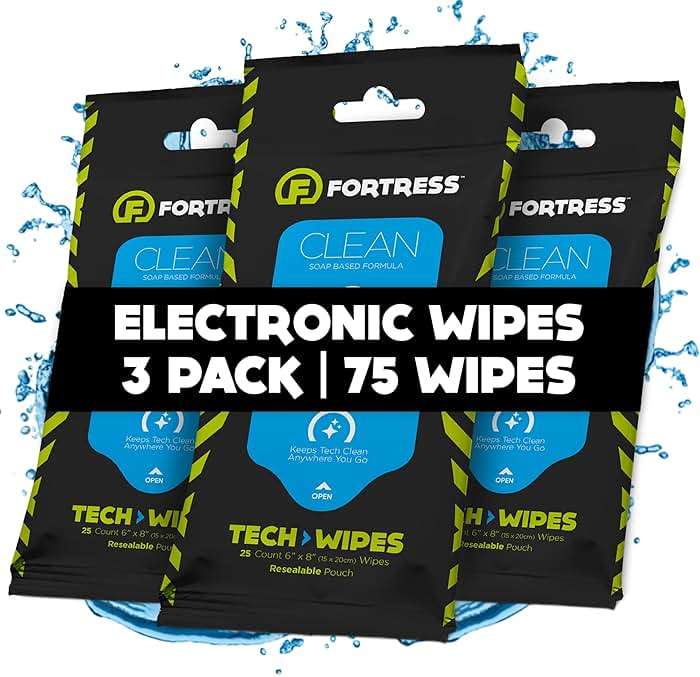Fortress Electronic Wipes (25 ct, Pack of 3) To-Go Tech Wipes for Screens, Phones, Keyboards, TV Monitors, Computer Screens, and More [Travel Size] Skin-Safe - Image 1