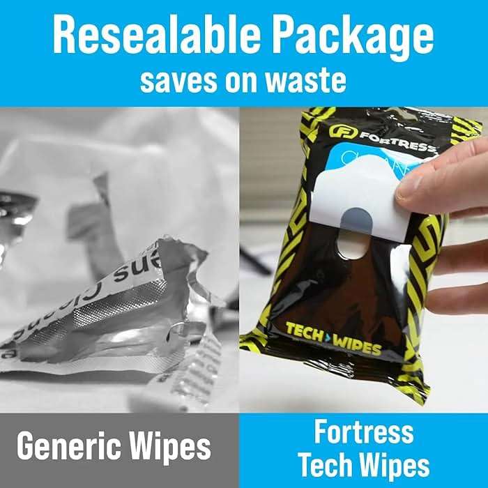 Fortress Electronic Wipes (25 ct, Pack of 3) To-Go Tech Wipes for Screens, Phones, Keyboards, TV Monitors, Computer Screens, and More [Travel Size] Skin-Safe - Image 3