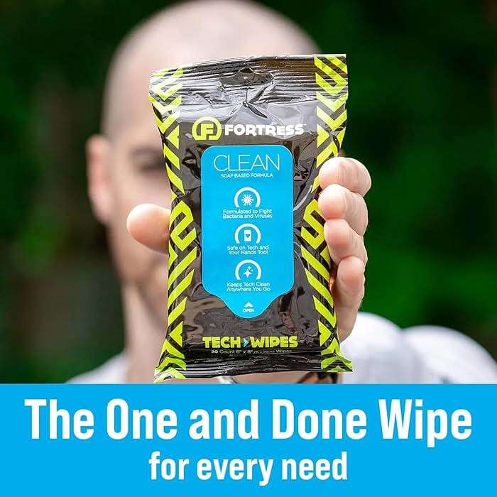 Fortress Electronic Wipes (25 ct, Pack of 3) To-Go Tech Wipes for Screens, Phones, Keyboards, TV Monitors, Computer Screens, and More [Travel Size] Skin-Safe - Image 6