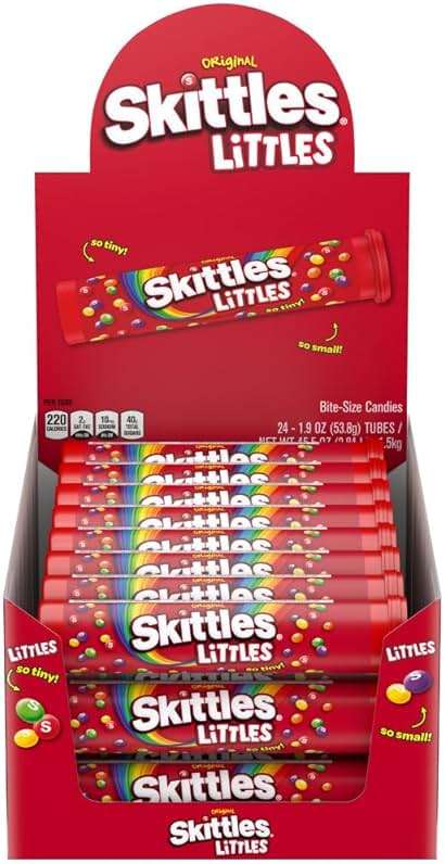 SKITTLES Littles Originals Rainbow St Patricks Day Mega Tubes Tiny Chewy Candy, 45.6 Oz, 24 Ct Bulk Box - Image 1