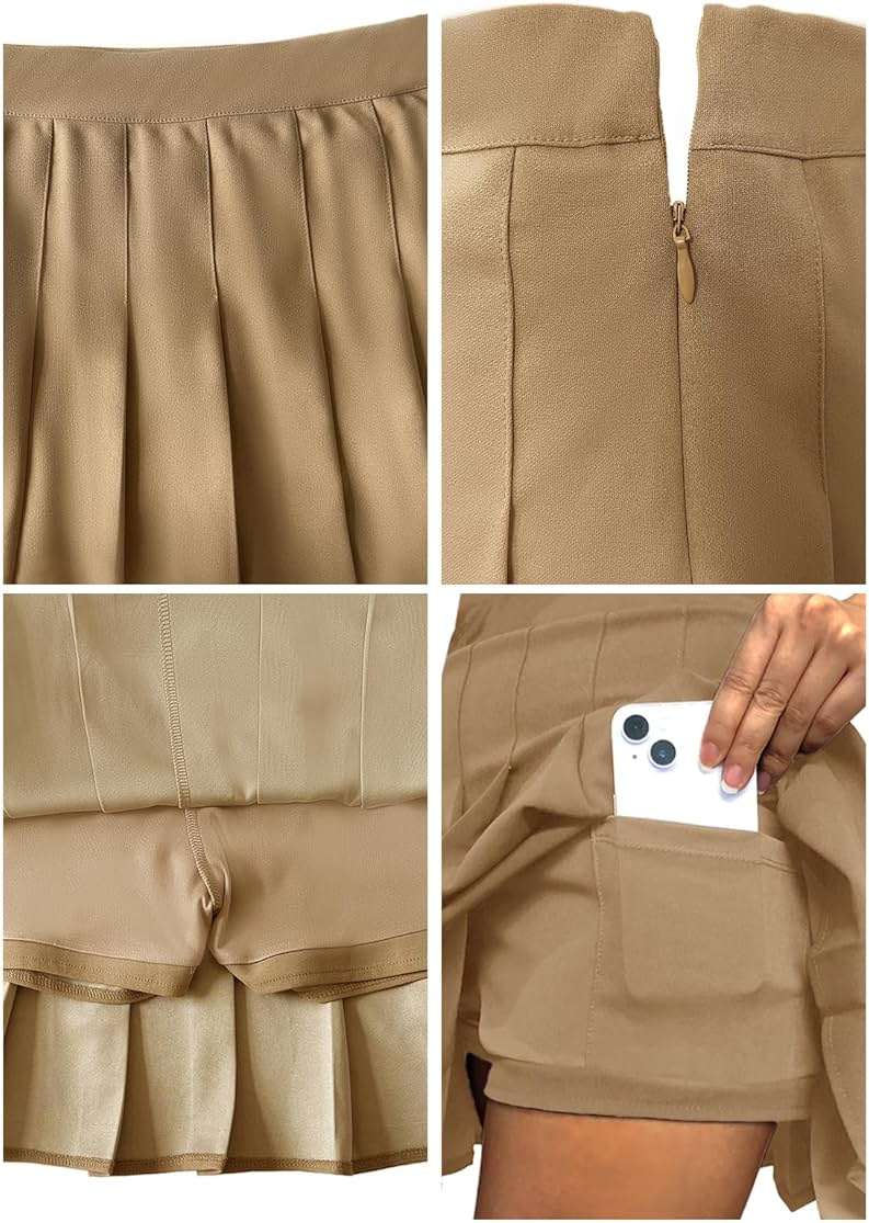 HERBATOMIA Women’s Pleated Tennis Skirt Mini School Uniform High Waist Stretchy Lining Shorts Basic Solid Skirts for Women - Image 5