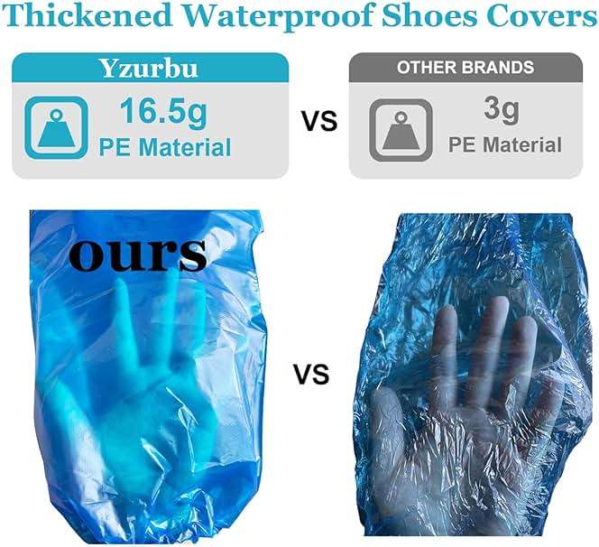 Yuzrbu 50 Pcs (25 Pairs) Disposable Thicken Boot and Shoe Covers 19 inch Tall Extra Large Waterproof Anti-Slip Overshoe - Image 3