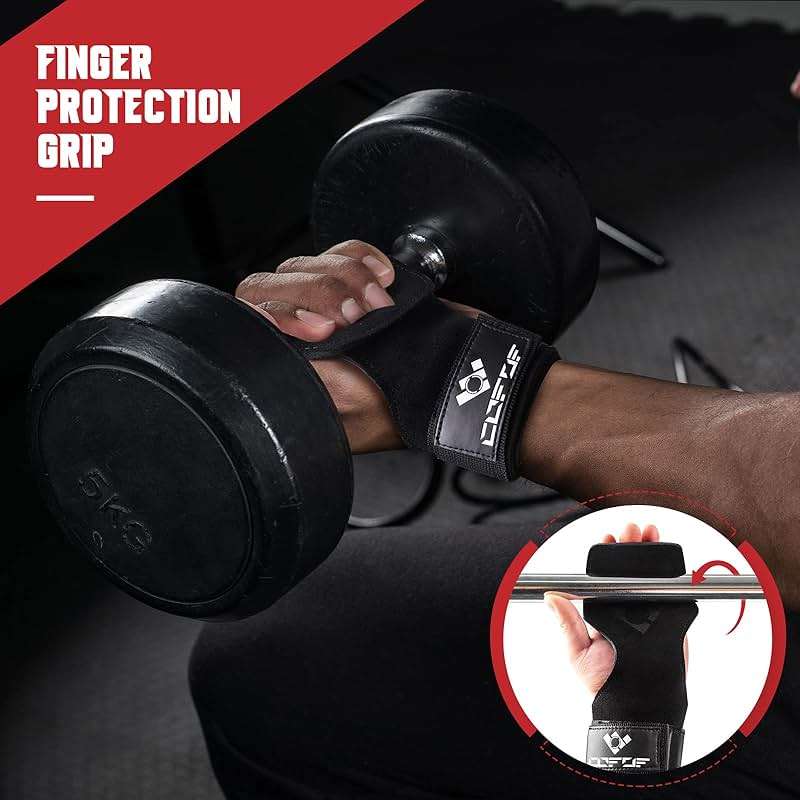 COFOF Weight Lifting Wrist Strap, Double Layer Leather Wrist Strap for Deadlift and Powerlifting, Adjustable Neoprene Padded Gym Workout Lifting Hooks (Pair) - Image 6