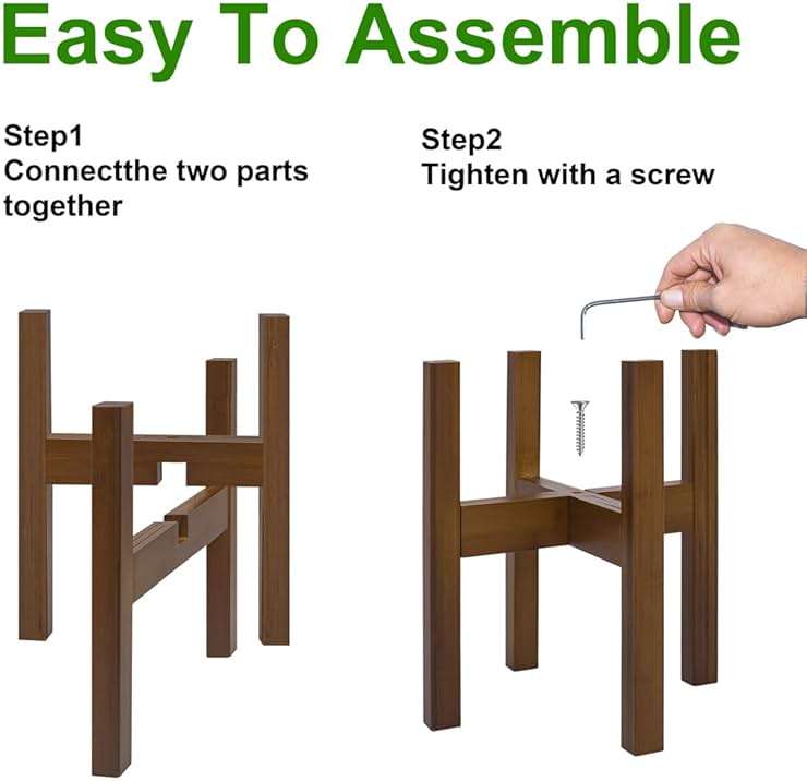 Rnined Adjustable Plant Stand Indoor,Bamboo Mid Century Modern Plants Stands, Stable Plant Holder,Fit 8 9 10 11 12 inch Pots (Pot & Plant Not Included) - Image 5