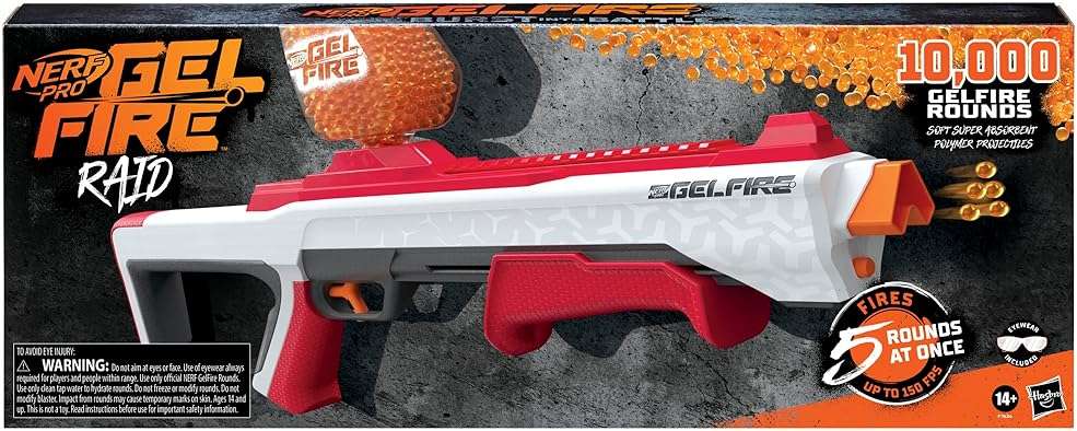 NERF Pro Gelfire Raid Blaster, Fire 5 Rounds at Once, 10,000 Gel Rounds, 800 Round Hopper, Eyewear, Toys for Teens Ages 14 & Up - Image 12