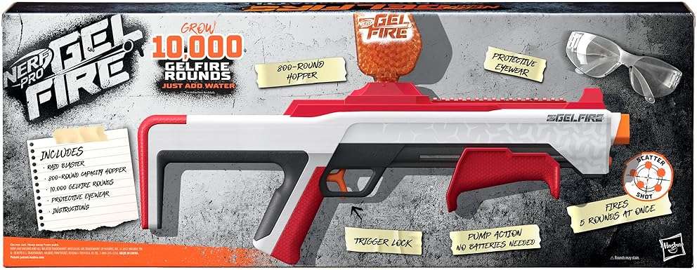 NERF Pro Gelfire Raid Blaster, Fire 5 Rounds at Once, 10,000 Gel Rounds, 800 Round Hopper, Eyewear, Toys for Teens Ages 14 & Up - Image 13