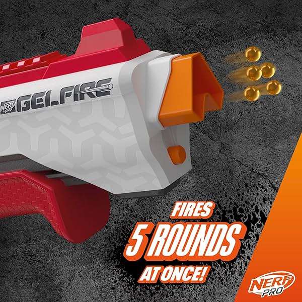 NERF Pro Gelfire Raid Blaster, Fire 5 Rounds at Once, 10,000 Gel Rounds, 800 Round Hopper, Eyewear, Toys for Teens Ages 14 & Up - Image 3
