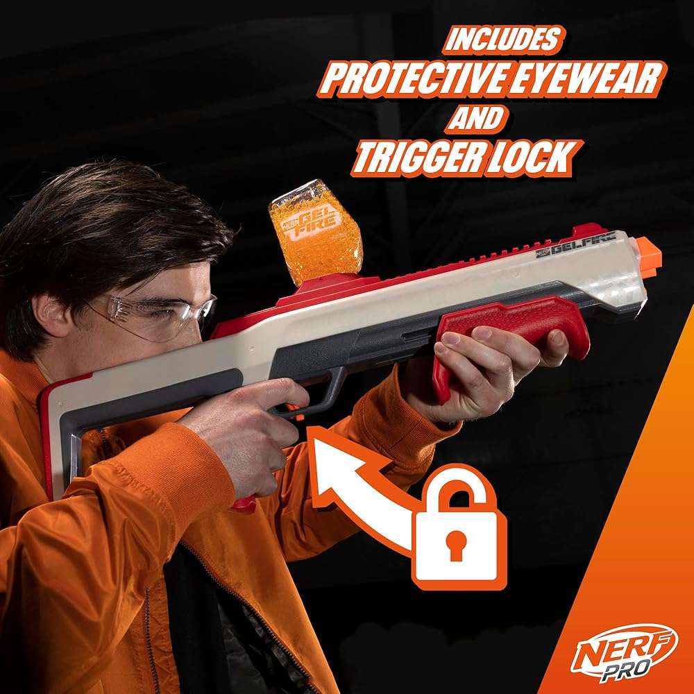 NERF Pro Gelfire Raid Blaster, Fire 5 Rounds at Once, 10,000 Gel Rounds, 800 Round Hopper, Eyewear, Toys for Teens Ages 14 & Up - Image 6