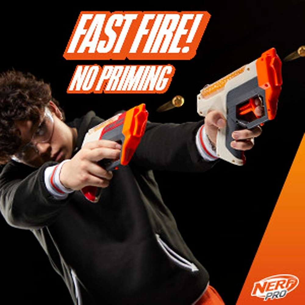 Nerf Pro Gelfire Dual Wield Pack, 2 Blasters, No-Prime Firing, 5000 Gelfire Rounds, 2X 100 Round Integrated Hoppers, 2 Eyewear, Ages 14 & Up - Image 4