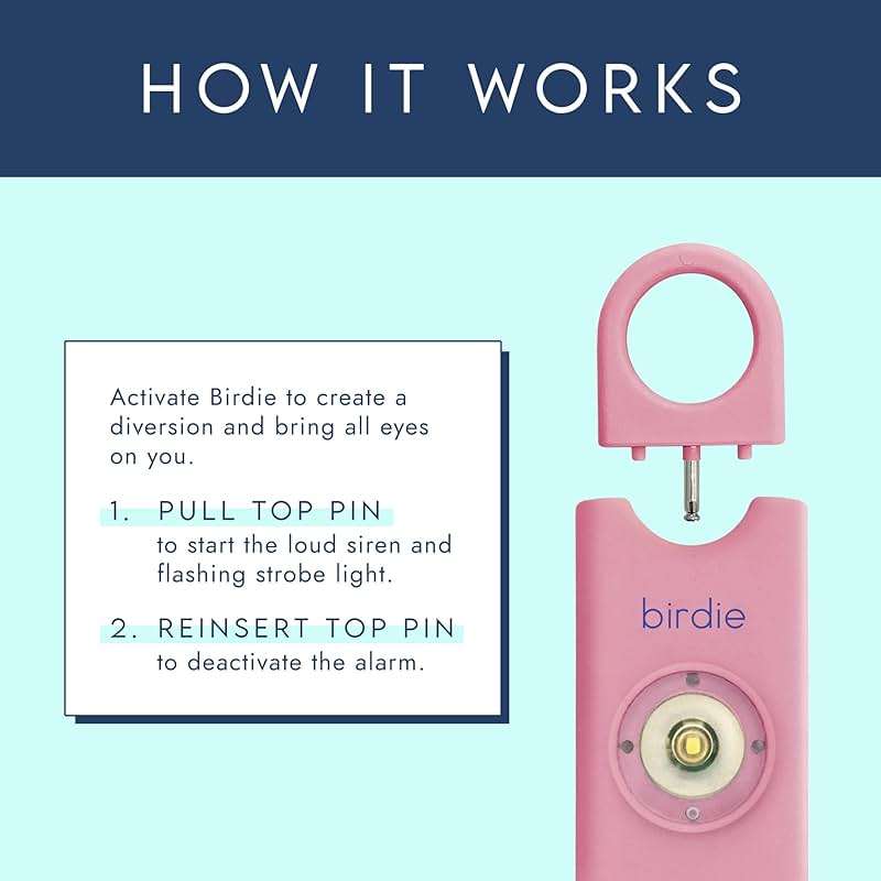 She’s Birdie–The Original Personal Safety Alarm for Women by Women–Loud Siren, Strobe Light and Key Chain in a Variety of Colors (Blossom) - Image 3