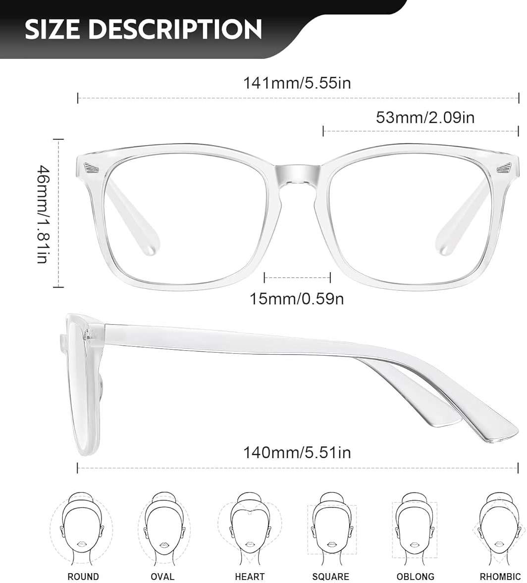ZEHEXA Reading Glasses for women Blue Light Blocking Glasses Filter UV Square Lightweight Readers Glasses for Men and Women - Image 2