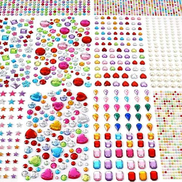 MYDBUYSOME 2774pcs Gem Stickers Jewels for Crafts, Self Adhesive Rhinestone Jewel Stick on Gems, Acrylic Bling Heart Stickers, Craft Supplies for Kids - Image 1