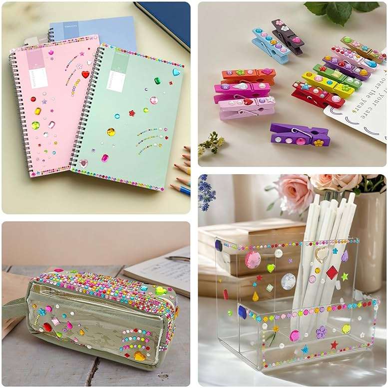 MYDBUYSOME 2774pcs Gem Stickers Jewels for Crafts, Self Adhesive Rhinestone Jewel Stick on Gems, Acrylic Bling Heart Stickers, Craft Supplies for Kids - Image 6