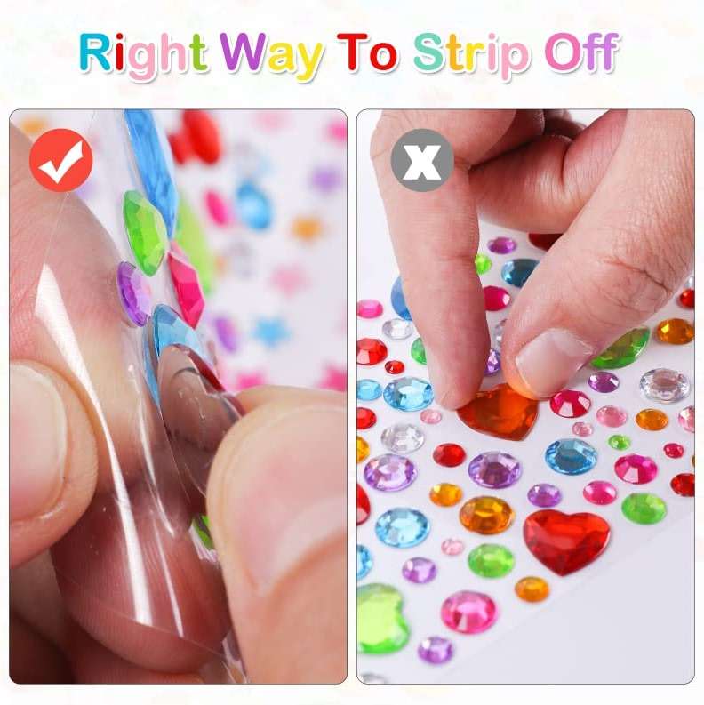 MYDBUYSOME 2774pcs Gem Stickers Jewels for Crafts, Self Adhesive Rhinestone Jewel Stick on Gems, Acrylic Bling Heart Stickers, Craft Supplies for Kids - Image 7