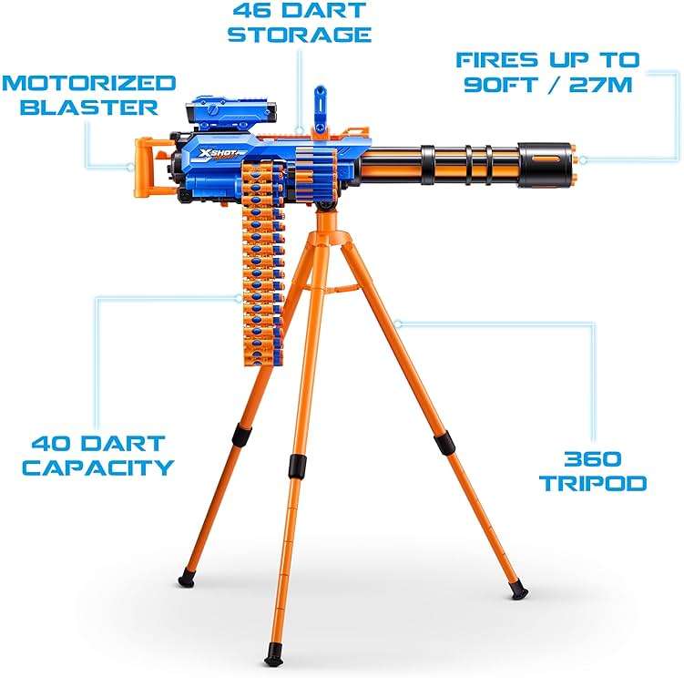 X-Shot Insanity Motorized Rage Fire by ZURU 72 Darts, Air Pocket Technology Darts, Dart Storage, Blasting Power, Auto Feeding Belt, Tripod & Scope, Outdoor Toy for Boys, Girls, Teens, Adults - Image 4