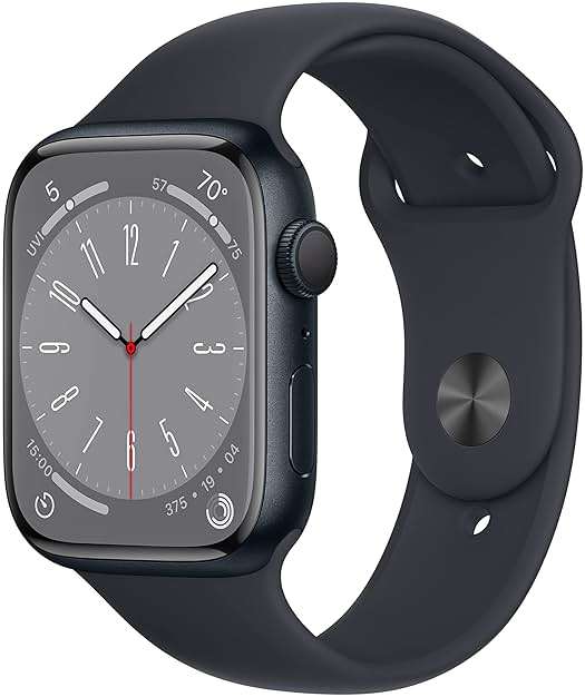 Apple Watch Series 8 [GPS, 45mm] - Midnight Aluminum Case with Midnight Sport Band, M/L (Renewed) - Image 1