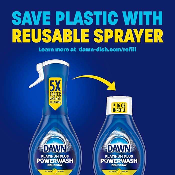 Dawn Powerwash Spray, Dish Soap, Dishwashing Liquid, Cleaning Supplies, Lemon, 1 Starter Kit + 3 Refills, 4 Units of 16oz (64oz) - Image 7