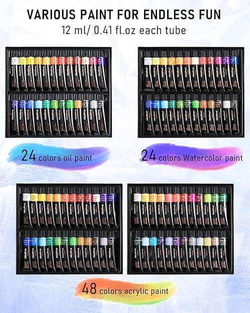 Nicpro 158PCS Deluxe Art Painting Kit with Metal and Solid Beech Wood Easel, Acrylic, Oil & Watercolor Paint Set, Paint Brushes, Canvas, Palette, Paper Pad, Professional Art Set for Adults Artist - Image 4