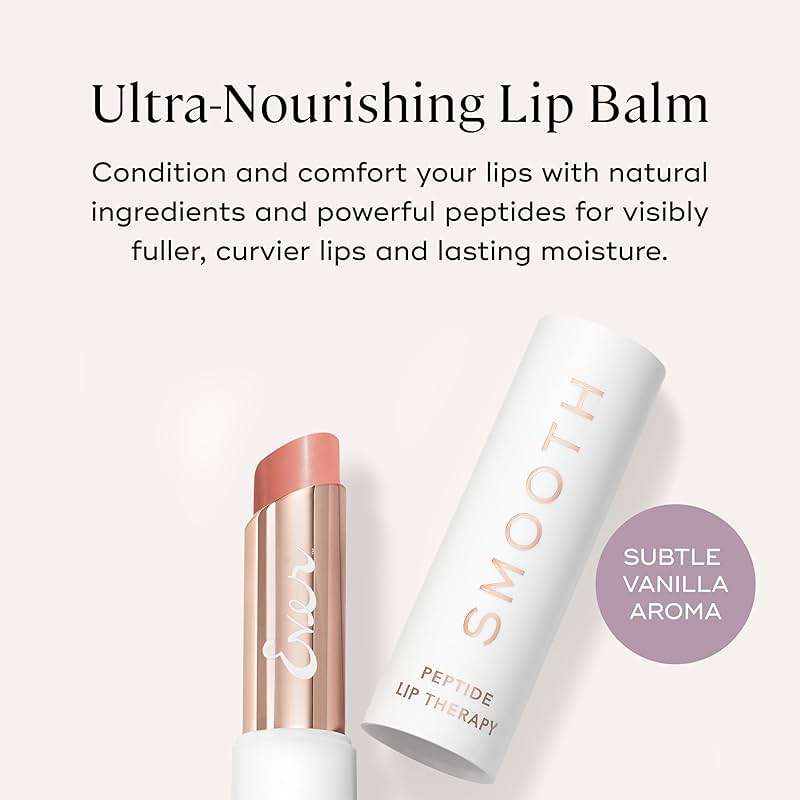 EVER SMOOTH Peptide Lip Therapy Collagen Balm – PETAL Soft Neutral Pink Tint, Coconut, Argan & Camellia Oils, Peptides & Shea Butter, Vegan & Cruelty-Free Lip Nourishment - Image 2