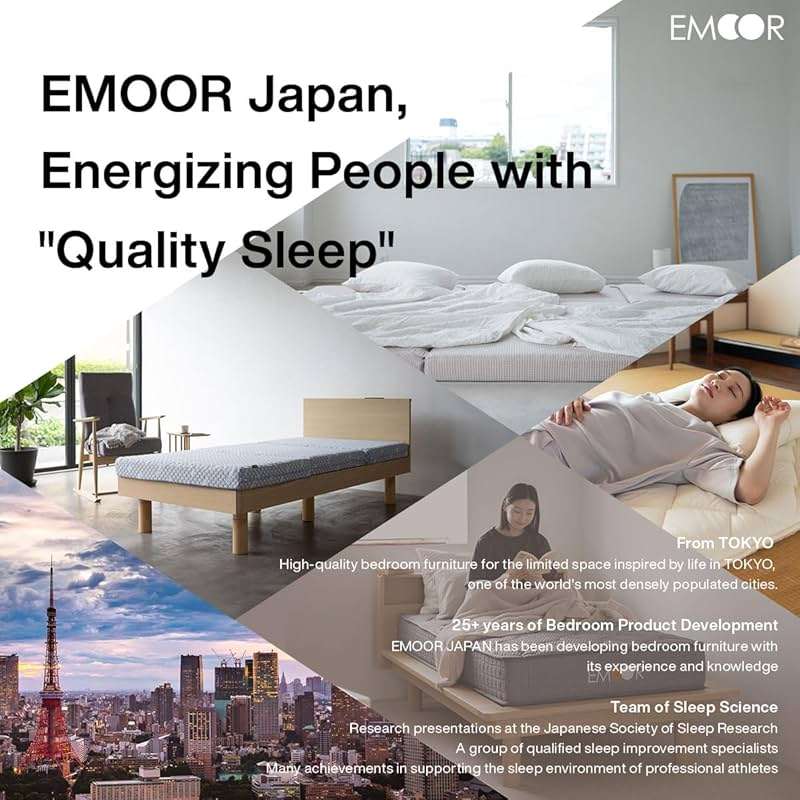 EMOOR Japanese Padded Futon Mattress Machi King Gray, Gusset Foldable Storable Elastic Bands Floor Sleeping Guest Bed Tatami Mat - Image 4