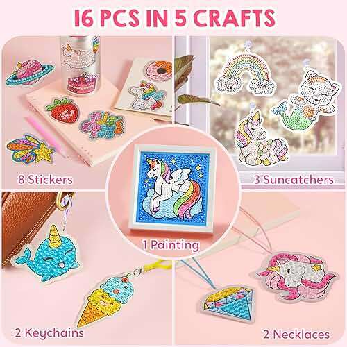 Klever Kits 16 Projects Gem Painting, Kids Diamond Gem Painting Kit with 5D Gem, Arts and Crafts for Girls Ages 6-12, Gem Craft Activities Kits, Premium Art Gift Ideas for Girls Ages 6, 7, 8+ - Image 4