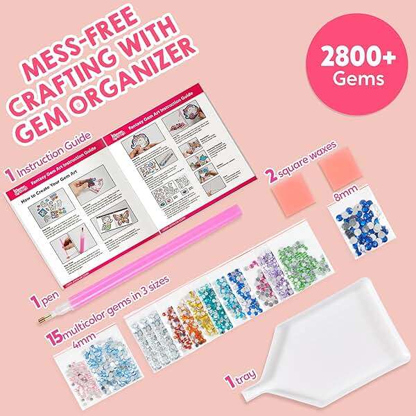 Klever Kits 16 Projects Gem Painting, Kids Diamond Gem Painting Kit with 5D Gem, Arts and Crafts for Girls Ages 6-12, Gem Craft Activities Kits, Premium Art Gift Ideas for Girls Ages 6, 7, 8+ - Image 7
