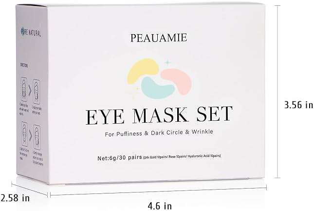 PEAUAMIE Under Eye Patches Gold and Hyaluronic Acid for puffy eyes,Rose Eye Masks for Dark Circles and Puffiness skin care Smooth Wrinkles products 30 Pairs - Image 8