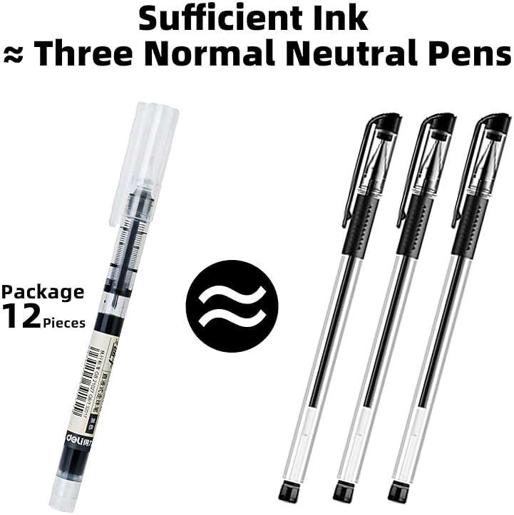 EZWORK 12 Pieces Rolling Ball Pens, Quick Dry Ink 0.5 mm Extra Fine Point Pens Liquid Ink Pen Rollerball Pens Black - Image 5