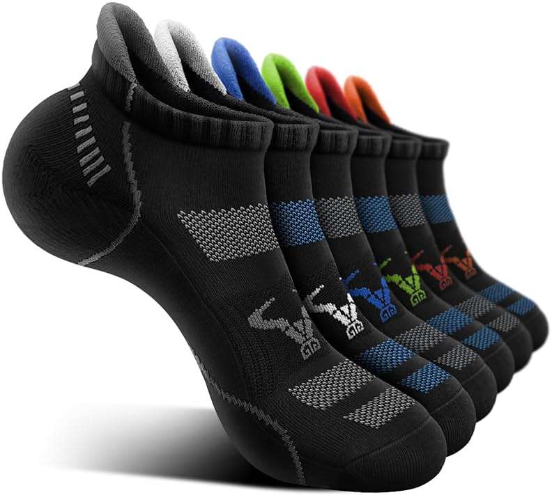 BULLIANT Men Running Socks 6Pairs-Ankle Athletic Socks Wicking Cushioned for Men Walking-Arch Compression Support - Image 1