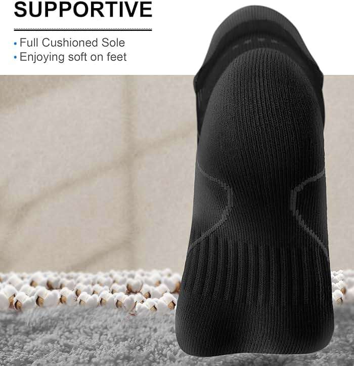 BULLIANT Men Running Socks 6Pairs-Ankle Athletic Socks Wicking Cushioned for Men Walking-Arch Compression Support - Image 3
