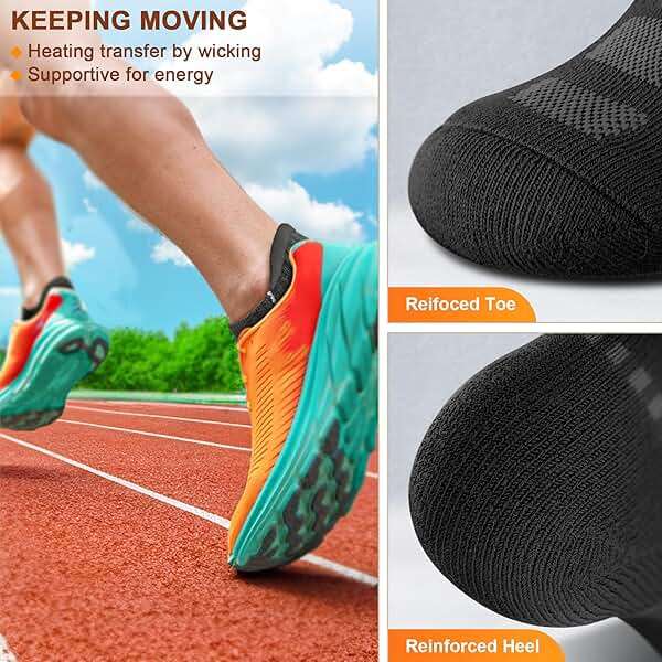BULLIANT Men Running Socks 6Pairs-Ankle Athletic Socks Wicking Cushioned for Men Walking-Arch Compression Support - Image 5