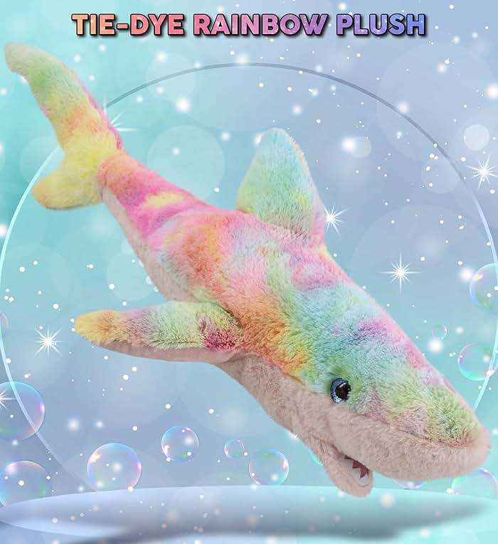 DolliBu Large Rainbow Shark Stuffed Animal – Soft Huggable Shark Stuffed Toy, Adorable Playtime Ocean Plush Toy, Cute Cuddle Gifts for Kids and Adults – 23 Inches - Image 4
