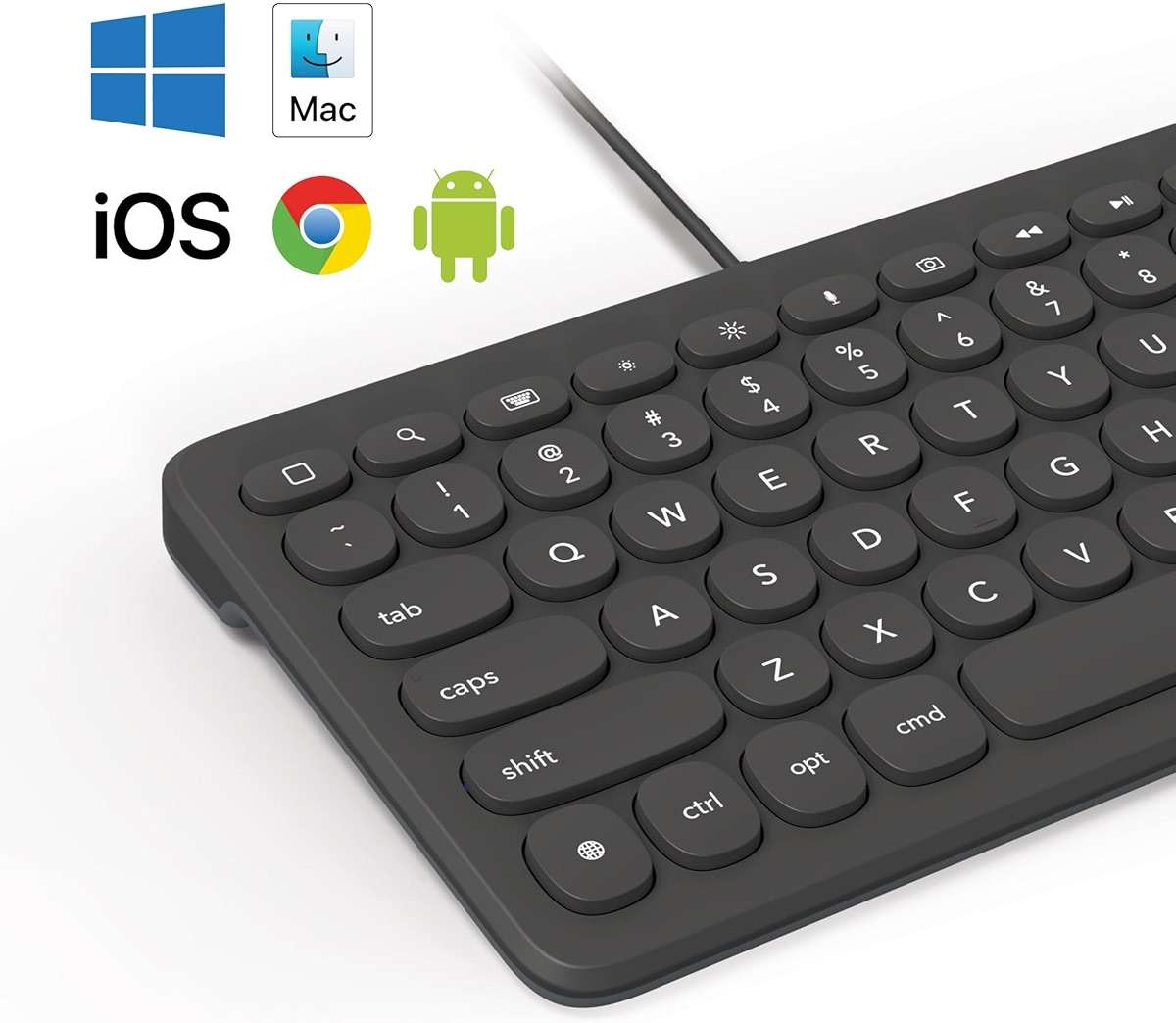 ZAGG Connect Keyboard 12C - Compact Type-C Wired Desktop Keyboard - Universal Compatibility with Windows, ChromeOS, Android, iOS, macOS, iPadOS - Optimized Typing Experience - Eco-Conscious Design - Image 4