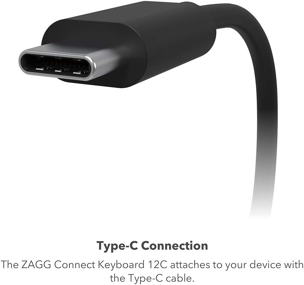ZAGG Connect Keyboard 12C - Compact Type-C Wired Desktop Keyboard - Universal Compatibility with Windows, ChromeOS, Android, iOS, macOS, iPadOS - Optimized Typing Experience - Eco-Conscious Design - Image 6