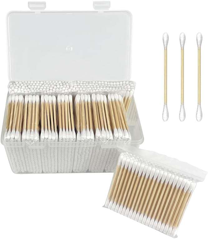 1000 ct (2000 Tips) Bamboo Cotton Swabs - Biodegradable Double Tips Cotton Buds - Natural Organic Cotton Swabs - Pure Cotton Buds For Ear Beauty & Personal Care - Image 1
