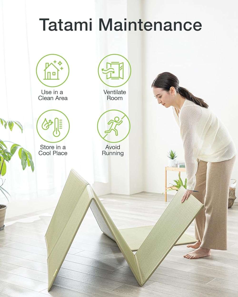 FULI Japanese Tatami Mattress, Foldable Igusa Rush Grass Tatami Rug, Natural Japanese Floor Mattress Mat Made in Japan, King - Image 7