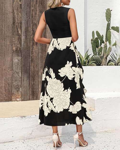 BTFBM Summer Dresses for Women 2026 Casual Spring Floral Sleeveless Ruffle Boho Cocktail Wedding Guest Party Midi Dress - Image 5