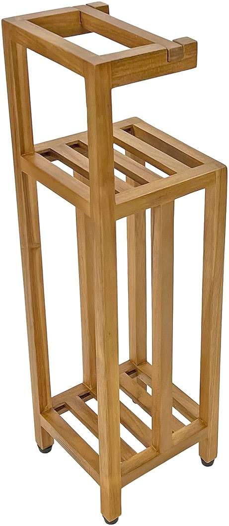 Solid Teak Toilet Paper Holder Stand with Shelf, Freestanding Bathroom Toilet Paper Roll Holder with Reserve, Standing Toilet Paper Holder with Storage, Fully Assembled, SpaTeak Collection, TB-702 - Image 6