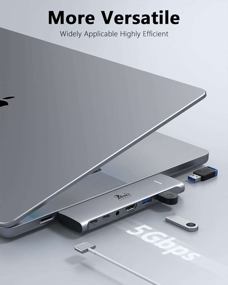 USB C Hub Adapter for MacBook Pro/Air M1M2M3 2022 2021 2020 13"15"16",Multiport MacBook Adapter MacBook Accessories with 4K HDMI,3USB3.0,Audio,100W Thunderbolt-Enabled USB-C,Support MagSafe 3 Charging - Image 7