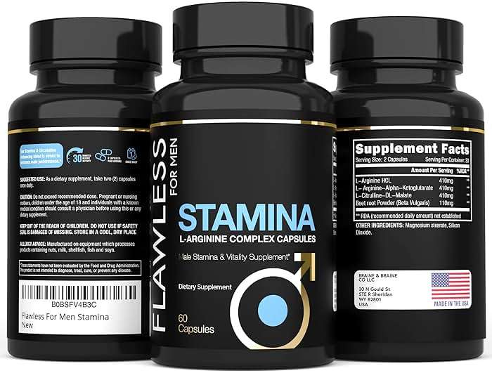 FLAWLESS FOR MEN Stamina | Extra Firm Hard On Pills | Fast Acting L-Arginine, L -Citrulline & Nitric Oxide Supplement for Men | Promotes Male Vitality, Blood Flow and Endurance | 60 Capsules - Image 5