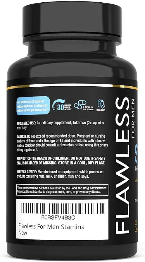 FLAWLESS FOR MEN Stamina | Extra Firm Hard On Pills | Fast Acting L-Arginine, L -Citrulline & Nitric Oxide Supplement for Men | Promotes Male Vitality, Blood Flow and Endurance | 60 Capsules - Image 7