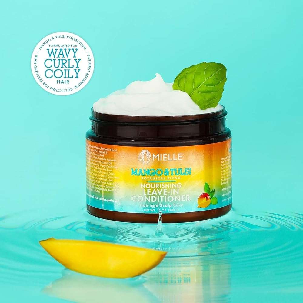 Mielle Organics Mango & Tulsi Nourishing Leave In Conditioner for Curly Hair - Moisturizing Leave In Conditioner with Breakage Protection & Scalp Nourishment - Detangles & Reduces Frizz (12 Oz) - Image 4