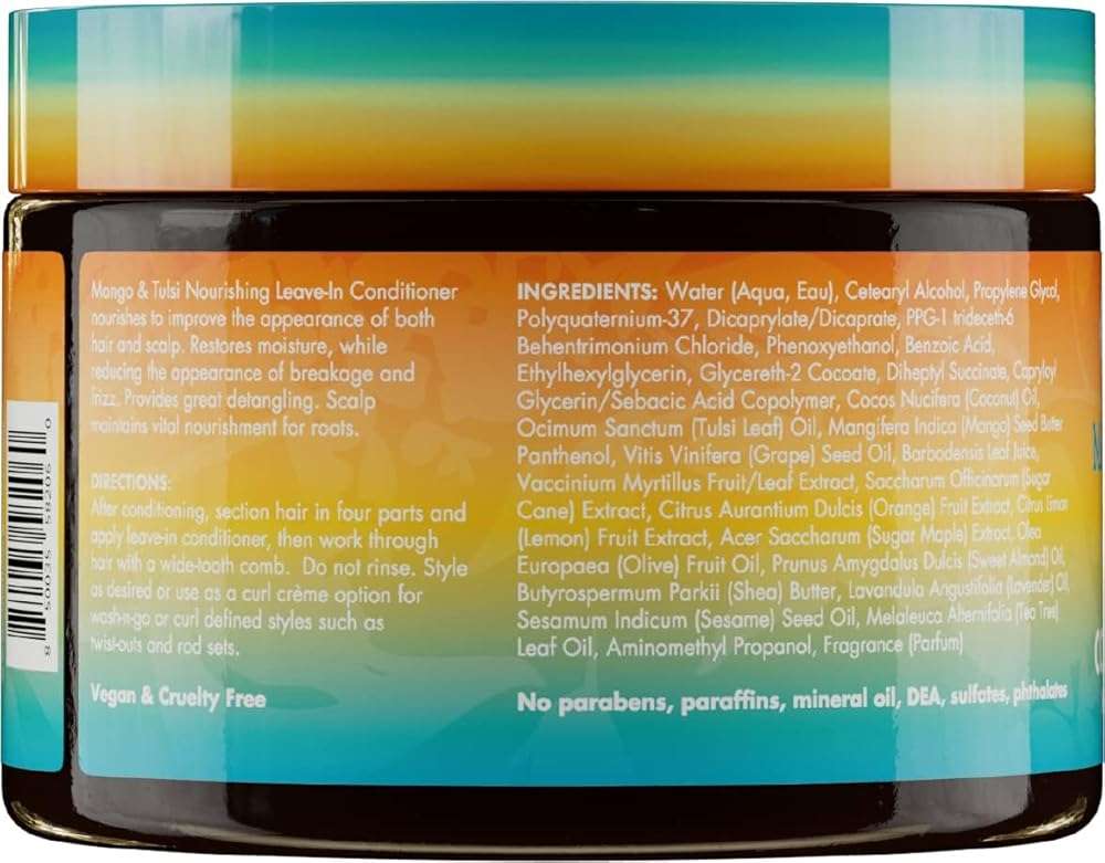 Mielle Organics Mango & Tulsi Nourishing Leave In Conditioner for Curly Hair - Moisturizing Leave In Conditioner with Breakage Protection & Scalp Nourishment - Detangles & Reduces Frizz (12 Oz) - Image 7