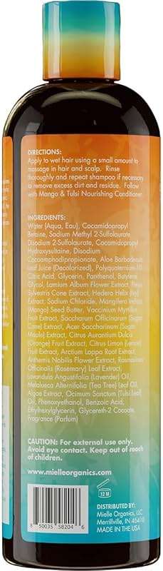Mielle Organics Mango & Tulsi Nourishing Hair Shampoo - Moisturizing Shampoo for Curly Hair - Gently Cleanses & Remove Scalp Impurities - Nourishes, Strengthens & Balances Moisture (6 Fl Oz) - Image 7