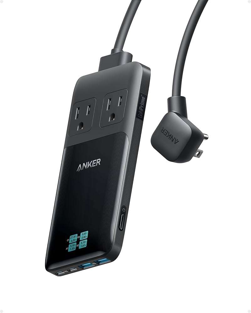 Anker Prime Charging Station, 140W 6-in-1 Travel Power Strip, 5ft Detachable Extension Cord with Multiple Outlets, 2 AC, 2 USB C, 2 USB A, Desk Accessories, Home Office (Non-Battery/Wireless) - Image 1