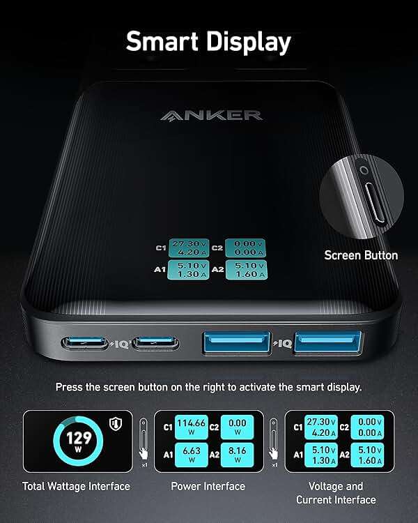 Anker Prime Charging Station, 140W 6-in-1 Travel Power Strip, 5ft Detachable Extension Cord with Multiple Outlets, 2 AC, 2 USB C, 2 USB A, Desk Accessories, Home Office (Non-Battery/Wireless) - Image 5
