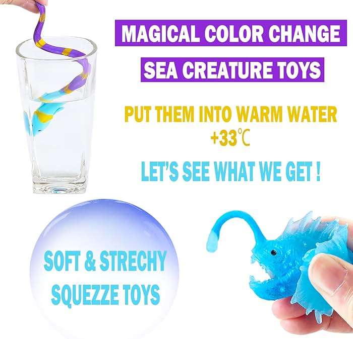 Color Changing No Hole Bath Toys for Kids Toddlers, Color Change Water Table Bathtub Toys Sea Creatures Rubber Fish for Kids & 2 Glow in The Dark Ocean Animal with Bath Book - Image 2