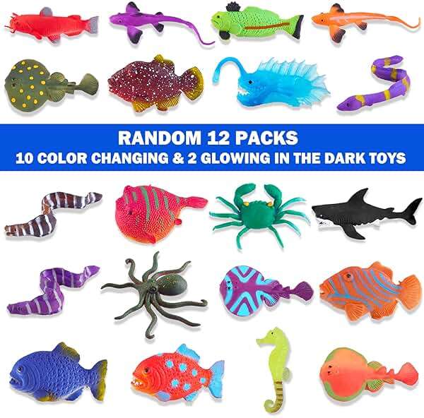 Color Changing No Hole Bath Toys for Kids Toddlers, Color Change Water Table Bathtub Toys Sea Creatures Rubber Fish for Kids & 2 Glow in The Dark Ocean Animal with Bath Book - Image 5