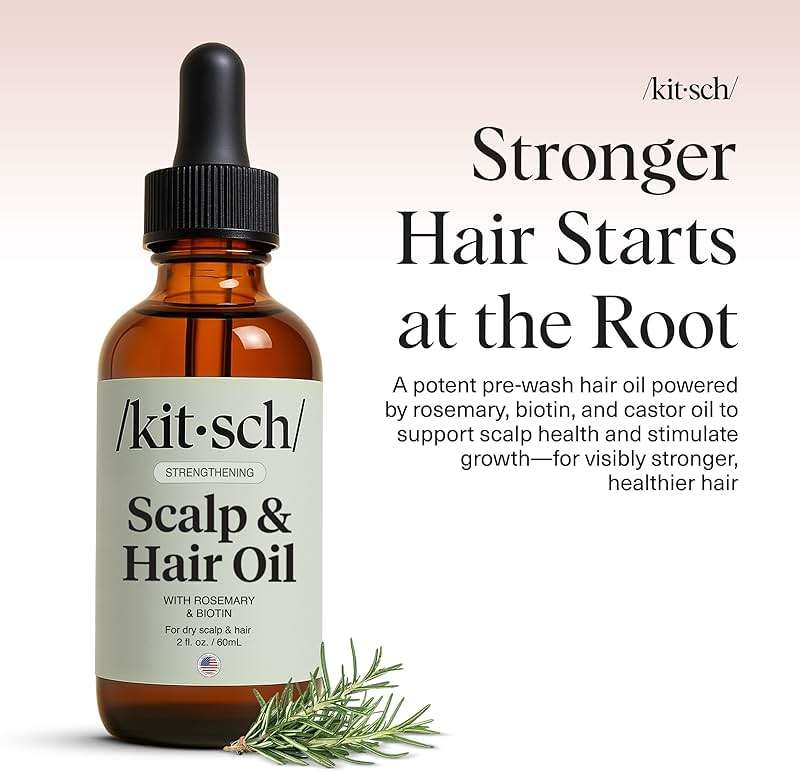 Kitsch Rosemary Oil for Hair Growth – Pre-Wash Hair Oil with Castor, Biotin, Jojoba – Hair Care, Adds Shine, Strengthens Roots, Scalp Treatment | Ideal Gifts for Women – Lavender Scent, 60mL - Image 2